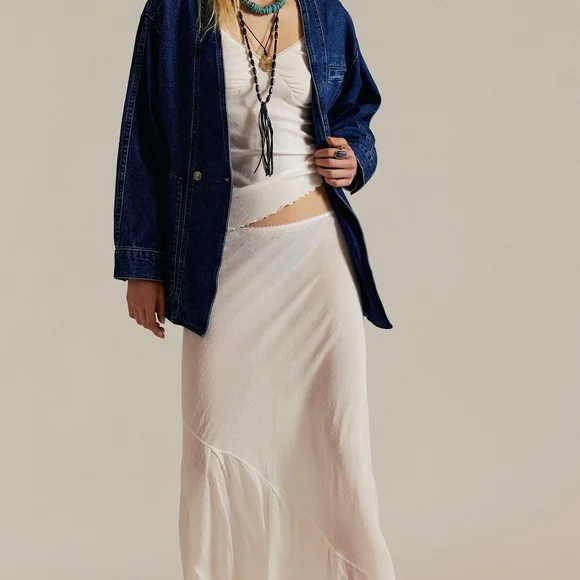 Free People Blue Denim Jean Jacket Size XL - Picture 4 of 8